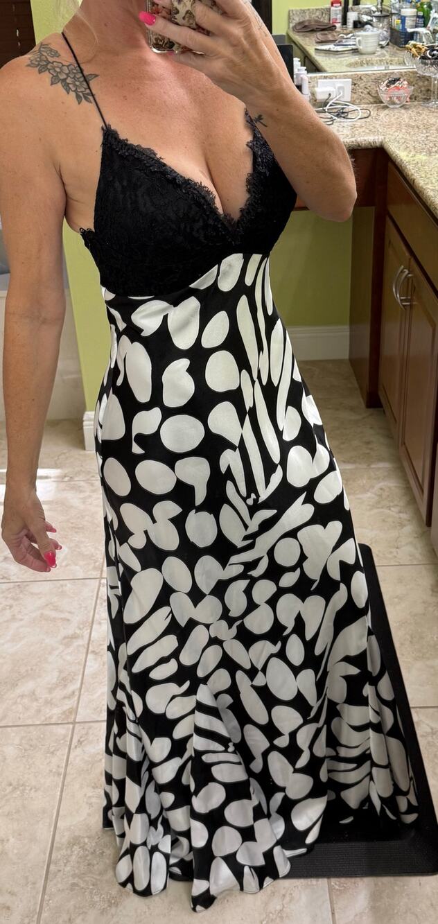 Mary. L couture SZ 8 Black white lace Maxi formal dress mermaid skirt Y2K ($299)